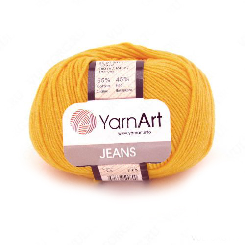Пряжа  YarnArt "Jeans Джинс"цв. 35, жёлтый