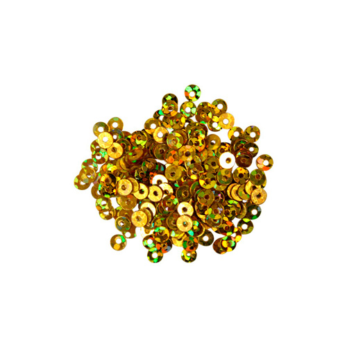Пайетки плоские 6 мм. цв. золото голограмма, А71-20
