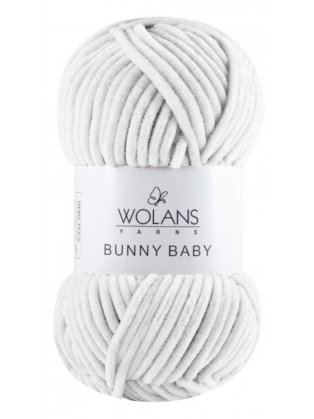 Плюшевая пряжа Wolans Bunny Baby,цв белый,№01,100гр