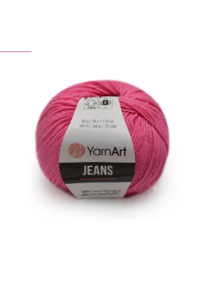  Пряжа  YarnArt "Jeans Джинс"цв. 42, тёмно розовый 