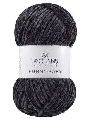 Плюшевая пряжа Wolans Bunny Baby,цв черный,№10,100гр