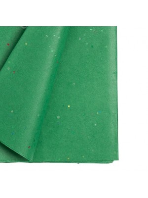 Папиросная бумага тишью. зелёная с блестками. цена за 10 листов