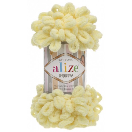 Пряжа Alize Puffy-цвет нежно-лимонный,100 гр-9 м