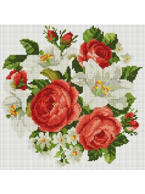 Набор Белоснежка для изготовления картин со стразами на подрамнике-Розы и лилии,30х30см,23 цв.
