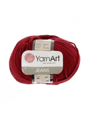 Пряжа  YarnArt "Jeans Джинс"цв. 66, бордо