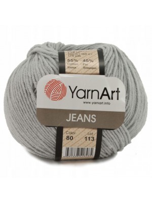  Пряжа  YarnArt "Jeans Джинс"цв. 80, серый