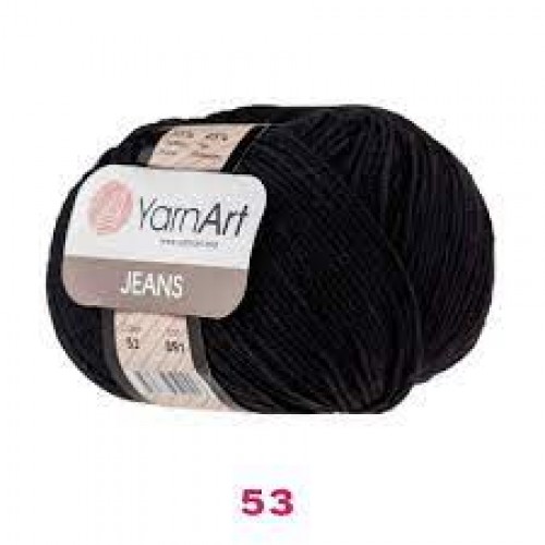 Пряжа  YarnArt "Jeans Джинс"цв. 53, черный