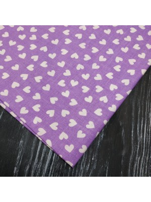 Отрез(хлопок)-Сердечки на фиолетовом,50*50см.цена за отрез