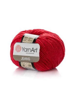  Пряжа  YarnArt "Jeans Джинс"цв. 26, красный