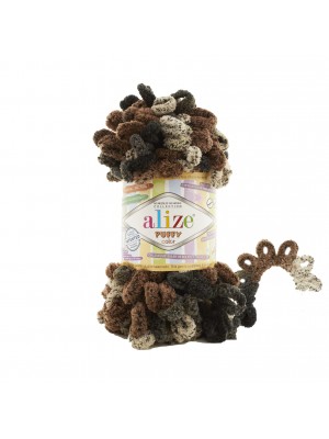 Пряжа Alize Puffy Color,цв-черный-беж,№6083 ,100 гр-9 м Пряжа Alize Puffy Color,цв-черный-беж,№6083 ,100 гр-9 м