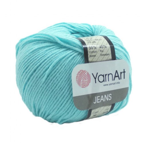 Пряжа  YarnArt "Jeans Джинс"цв. 76, св-бирюзовый