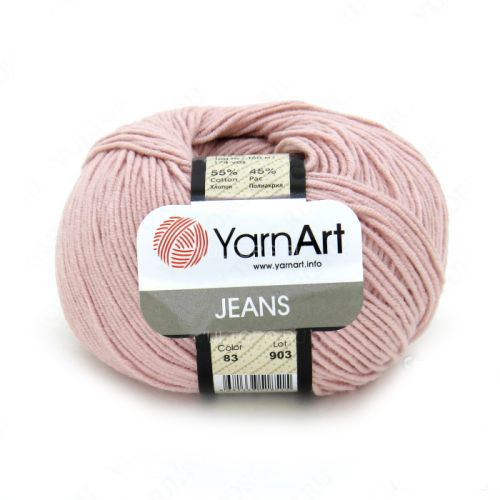 Пряжа  YarnArt "Jeans Джинс"цв. 83,пыльная роза