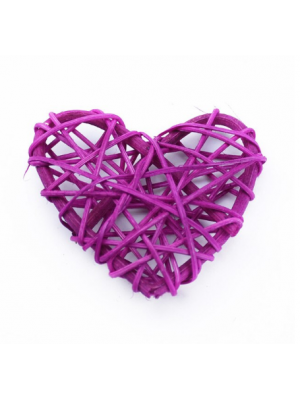 Сердце  из ротанга, цв-фиолетовый, 7 см