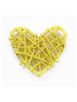 Сердце  из ротанга, цв-жёлтый, 7 см