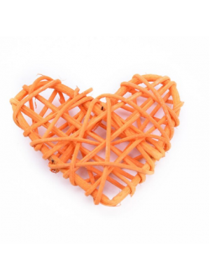 Сердце  из ротанга, цв-оранжевый, 7 см