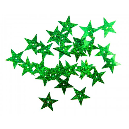 Пайетки звездочки,20мм,зеленый голограмма,цв-50104