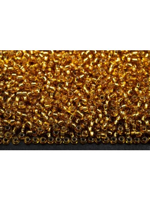 Чешский бисер   10/0 ,5 грамм, цв 17050 прозрачный золото с серебряным центром