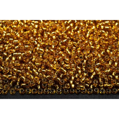 Чешский бисер   10/0 ,5 грамм, цв 17050 прозрачный золото с серебряным центром