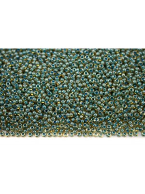 Чешский бисер жемчужный  10/0 ,5 гр,цв-11022 янтарный прозрачный, голубая линия внутри