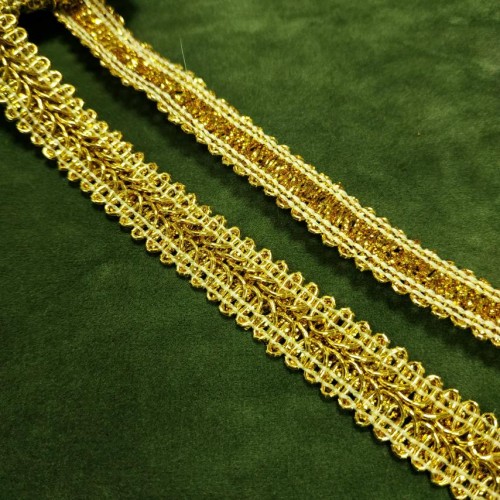 Тесьма вязанная,цв-золото. шир 14 мм,цена за 1 м