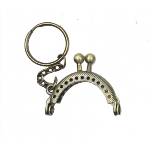 Фермуар круглый пришивной,цв-бронза с кольцом для ключей, 4см