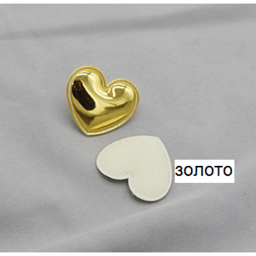 Декоративный элемент (патч)- сердце, золотой глянец,3,5*3см,цена за 1 шт