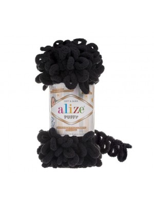 Пряжа Alize Puffy-цвет черный,100 гр-9 м