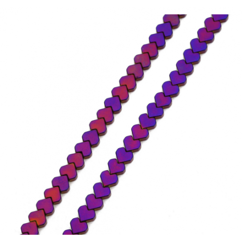 Бусины гематитовые, сердечки, 6 мм (10шт),цв- фиолетовый