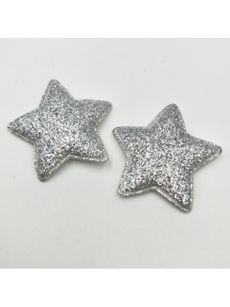 Декоративный элемент(патч маленький)-звезда серебряный  глиттер,1,8см
