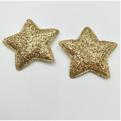 Декоративный элемент(патч маленький)-звезда золотой глиттер, 1,8см
