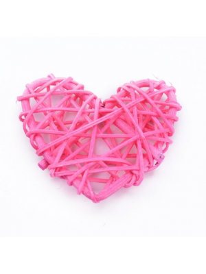 Сердце  из ротанга, цв-розовый, 7 см