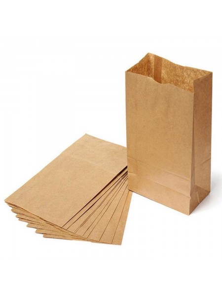 Крафт пакет бумажный без ручек ,прямоугольное дно, 12 х 8 х 25 см,цена за 1 шт