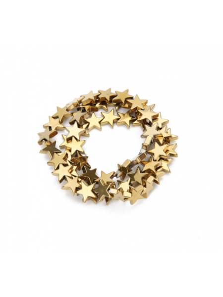 Бусины гематитовые, звездочки, 8 мм (10шт),цв-тёмное золото