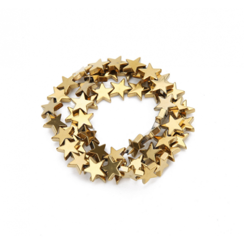 Бусины гематитовые, звездочки, 8 мм (10шт),цв-тёмное золото