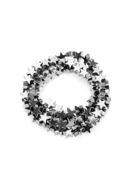 Бусины гематитовые, звездочки, 6 мм (10шт),цв- серебро
