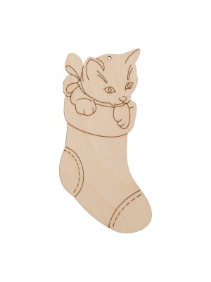 Котенок в носке,фанера,10 см