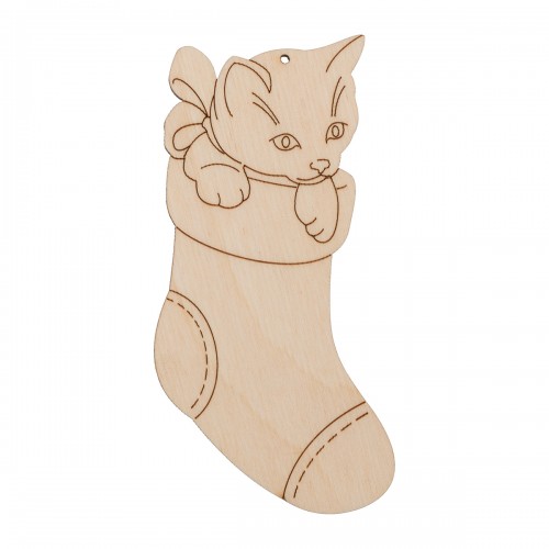 Котенок в носке,фанера,10 см