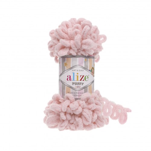 Пряжа Alize Puffy-цвет пудра розовая,100 гр-9 м