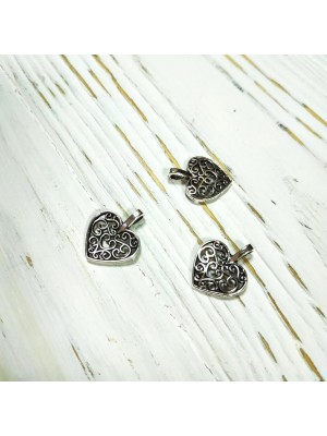Подвеска сердечка, 15*16мм,античное серебро,цена за 1 шт