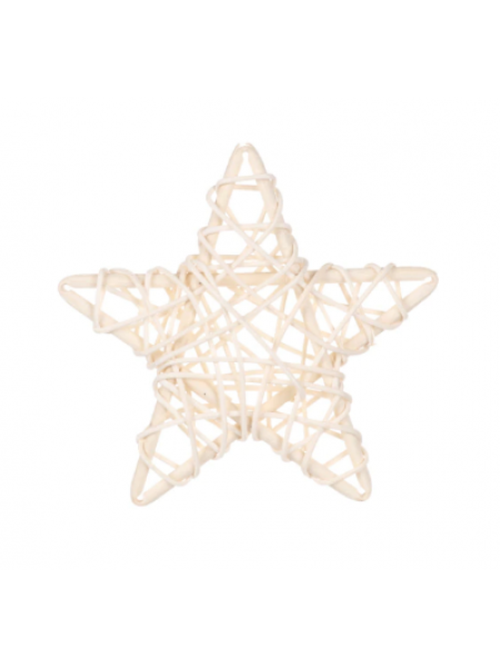 Звезда  из ротанга, цв-белый(молочный), 12 см