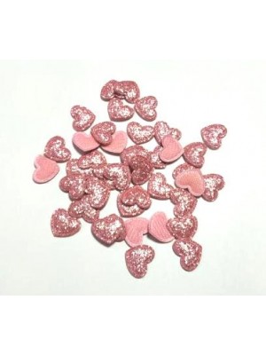 Декоративный элемент(патч маленький)-сердечко-розовый  глиттер,15*12мм