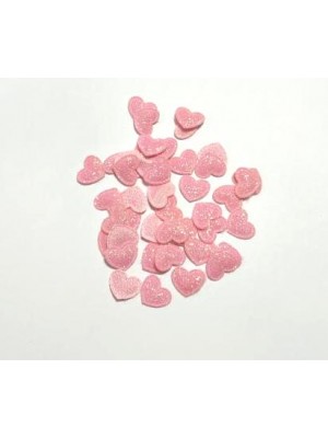 Декоративный элемент(патч маленький)-сердечко-светло-розовый  глиттер,15*12мм
