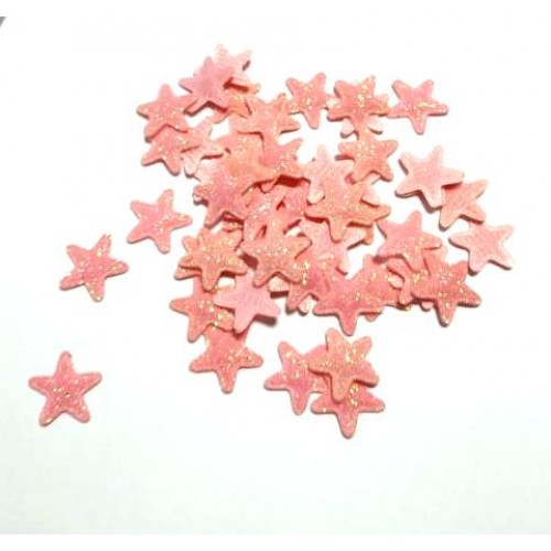 Декоративный элемент(патч маленький)-звезда розовый-теплый  глиттер,1,8см