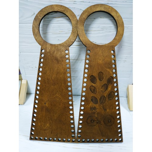 Деревянные ручки(основа-середина), для сумок-Птица,цв-т-коричневый,13*38 см,цена за пару