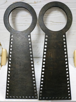 Деревянные ручки(основа-середина), для сумок-Маяк,цв-венге,13*38 см,цена за пару