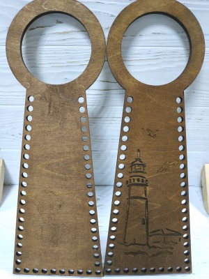 Деревянные ручки(основа-середина), для сумок-Маяк,цв-т-коричневый,13*38 см,цена за пару