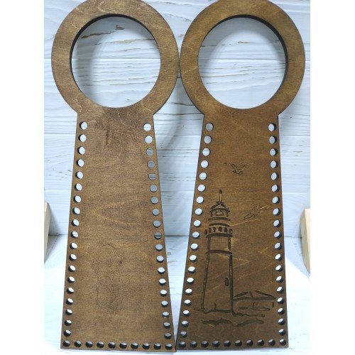 Деревянные ручки(основа-середина), для сумок-Маяк,цв-т-коричневый,13*38 см,цена за пару