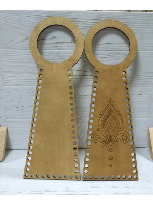 Деревянные ручки(основа-середина), для сумок-Мандала,цв-св-коричневый,13*38 см,цена за пару
