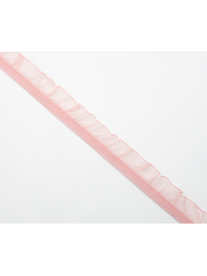 Резинка-рюш ,пыльно-розовая-прозрачная, 15 мм,цена за 1 метр