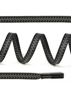 Шнурок плоский для байки, 6мм, длина 130 см цв.черный/серый.цена за1 шт